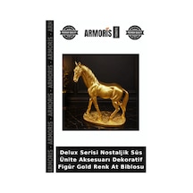 Delux Serisi Nostaljik Süs Ünite Aksesuarı Dekoratif Figür Gold Renk At Biblosu