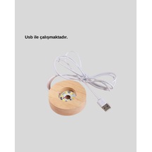 Usb Bağlantılı Işıklı Kristal Küre Modern Ahşap Tabanlı Dekor - Lisinya