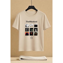 Uyguntarz Unisex The Weeknd Baskılı Tasarım Tshirt Bej