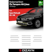 S-dizayn Fiat Egea Krom Ön Tampon Alt Çıtası Diamond Model 14 Prç. 2020 Üzeri Parlak Krom A+ Kalite
