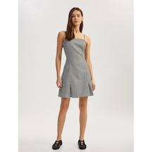 Koton İnce Askılı Kolsuz Ekoseli Bodycon Mini Elbise Siyah Ekose 5sal80013ıw Siyah Ekoseli