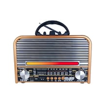 Ns-6678 Retro, Nostaljik, Ahşap Led Işıklı Müzik Seti Fm Radyo Usb Mp3 Player Bluetooth Hoparlör Tasarım-447