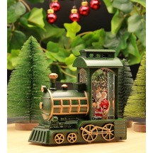 Yılbaşı Kar Küresi Noel Işıklı Dekoratif Noel Baba Treni 3