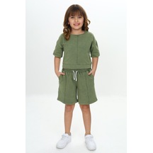 Toontoy Kids Toontoy Kız Çocuk Yıkamalı Crop Şortlu Takım Yeşil