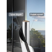 75 Cm X 5 Metre Isı Yalıtımlı 2 Ply Içten Siyah / Dıştan Aynalı Blacksilver Cam Filmi Ofis, Cam Balkon, Duşakabin