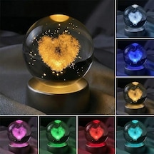 Senon Kalp Kristal Cam Küre Renk Değiştiren Led Işıklı Gece Lambası Dekoratif Hediyelik