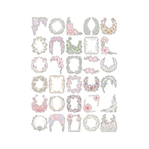 30 Adet Pastel Botanik Çerçeve Sticker Seti - Ajanda Defter Scrapbook İçin Estetik Paket Çok Renkli