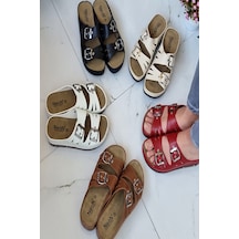 Neon Shoes Darma Kadın Günlük Terlik Çift Bant Tokalı Ortopedik Taban Anne Dışarı & Ev İçi Terliği 001