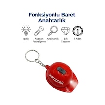 Baret Tasarım Anahtarlık Açacak Fonksiyonlu Işıklı Tasarım Anahtarlık Baret Kırmızı Kırmızı