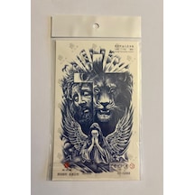 Aslan 18x11 Cm 1 Ay Kalıcı Geçici Dövme Yapıştırma Dövme