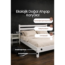 Urban Model Masif Ahşap Karyola Kolay Kurulum Fırınlanmış İthal Sibirya Çamı 140x200 Yatak Uyumlu - Beyaz