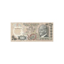 6. Emisyon 100 Türk Lirası Çt+ 001 Eski Kağıt Para