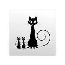 Folyo Sticker Aile Kedisi 200cm Uzunluk Siyah