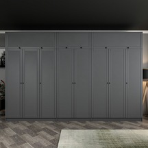 Kale 8 Mebran Panjur Kapaklı 4 Çekmeceli Dolap Ve Yüklük Antrasit 255cm Antrasit