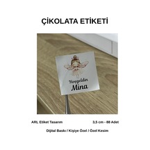 Yenidoğan Peri Kız Çikolata Etiketi 3,5x3,5 Cm 88 Adet -arl Etiket Tasarım Beyaz