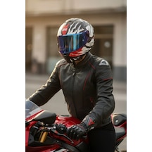 Gıvı 50.x Sharkbıte Mat Beyaz  1 Renkli 1 Şeffaf Vizörlü Motosiklet Kask Lacivert Vizör + Şeffaf