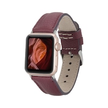 Apple Watch Uyumlu Deri Kordon 42-44-45mm Fl6 Bordo