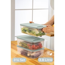 Vienev Ayarlı Sebze Ve Meyve Saklama Kabı Mint 3'Lü 3.8 L Mint