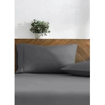 %100 Pamuk 2&apos Li Yastık Kılıfı 50x70 Cm Antrasit Gri 50 x 22