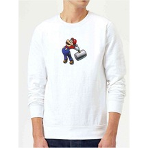 Mario Luigi Bowsers Inside Story Bowser Baskılı Beyaz Erkek Sweat (528402288)