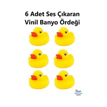 6 Adet Ses Çıkaran Vinil Ördek Banyo Oyuncağı Sevimli Ördekler 5 Cm.