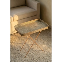8835 Metal Ayaklı Sehpa 60x60x37,5 Cm Gold