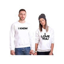 Tshirthane I Love You I Know Sevgili Kombinleri Unisex Sweatshirt (528217658) Kırık Beyaz