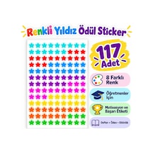 117'li Renkli Yıldız Sticker Öğretmen Ödül Ve Motivasyon Etiketi Yuvarlak Çıkartma Çok Renkli