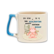 Gaslıghtıng Yapanları Hayatından Çıkar Baskılı Eğlenceli Hediyelik Renkli Kulplu Fincan-kupa Bardak MAvi