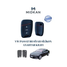 Volkswagen Passat B8 Skoda Superb Silikon Anahtar Kılıfı Siyahkırmızı02