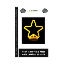 Özel Üretim Dekoratif Led Tasarım Estetik Modern 21x24 Neon Işıklı Yıldız Masa Gece Lambası Pil+usb