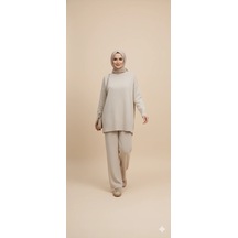 Triko Tunik Pantolon Tesettür Takım Taş