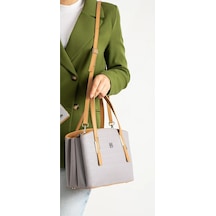 Just Polo Kadın Orijinal 5 Bölmeli Şık El Ve Omuz Çantası Shoulder Bag 26 X 24 Gri - Camel