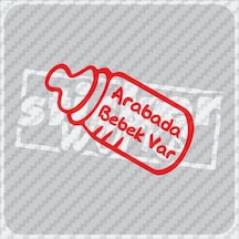 Arabada Bebek Var Hologram Sticker Kırmızı