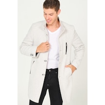 Plt8386 Dewberry Erkek Palto-Diagonal Gri-Krem-Diagonal Gri-Krem Gri - Krem