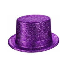 Mor Simli Glitter Silindir Parti Şapkası Standart