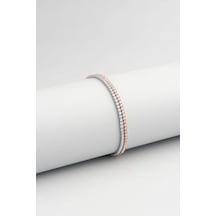 So Chic Çift Sıra Su Yolu 18 Ayar Mix Altın Kaplama Gümüş Ayarlanabilir Bileklik Gümüş - Rose