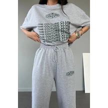 Couture Club T-shirt Eşofman Altı Jogger- Gri Baskılı Alt Üst Eşofman Takım Oversize Bisiklet Yaka Gri-32039 Couture Club T-shirt Eşofman Altı Jogger- Gri Baskılı Alt Üst Eşofman Takım Oversize Bisiklet Yaka Gri-32039