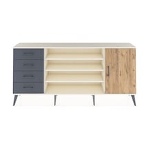 Arges Konsol 6 Raflı 4 Çekmeceli Tek Kapaklı 176x30x83 Aytaşı-çam/antrasit Çam/antrasit