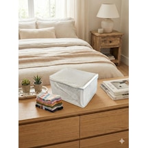 Gri Çizgili Çorap Hurcu Çok Amaçlı Dolap Içi Ve Çekmece Içi Düzenleyici 29x24x17 Cm Gri - Beyaz