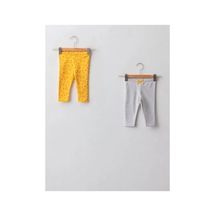 Femme&fashion Lcw Baby Sarı Beli Lastikli Baskılı Kız Bebek Tayt 2'li Çok Renkli