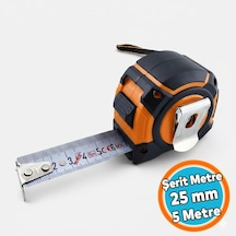 Tr Şerit Metre 5 Metre 25 Mm Darbeye Dayanıklı Kilitli Profesyonel Ölçü Aleti 0 - 300 MM