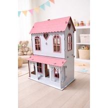 Ahşap Oyuncak Oyun Evi Eğlenceli Ve Eğitici Tasarım Pembe-beyaz
