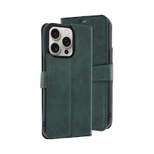 Muratech Newface Apple Uyumlu iPhone 15 Pro Max Kılıf Trend S Plus Kapaklı Kılıf - Koyu Yeşil