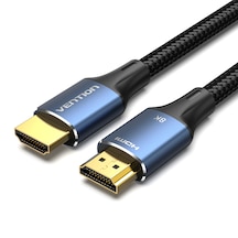 Vention Hdmı 2,1 Kablo 8k 60hz 4k 120hz 48gbps Pamuk Örgülü Alüminyum Alaşım - Mavi 2m