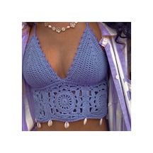 Tığ İşi Motif Detaylı İç Göstermez Crop