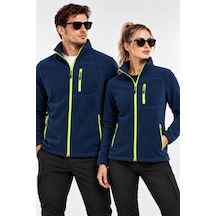 Genius Store Unisex Polar Tam Fermuarlı 3 Cepli Tüylenme Yapmaz Soğuğa Karşı Dayanaklı Spor Erkek-kadın Polar Tekli İndigo