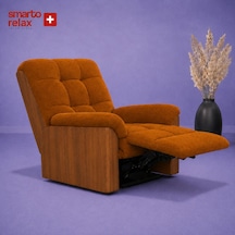 Smarto Relax Porto Tv Koltuğu Elektrikli Masajlı Isıtmalı Döner Sallanan Ahşap Yan Panelli Polyester Kumaş Baba Koltuğu Turuncu