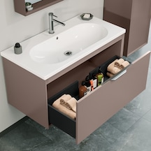 Orka Clay 100 Cm Mdf Toprak Banyo Dolabı Alt Modül Ve Lavabo Çok Renkli