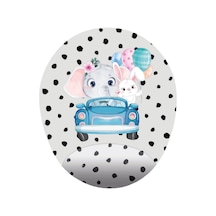 Yavru Fil Ve Tavşan - Baskılı Özel Tasarım Oval Mouse Pad Mousepad